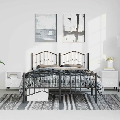 Metal Bed Frame without Mattress with Footboard Black 135x190cm