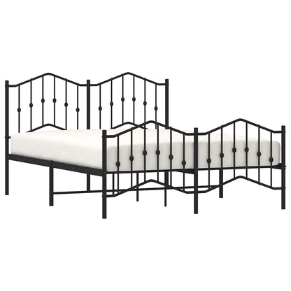 Metal Bed Frame without Mattress with Footboard Black 135x190cm
