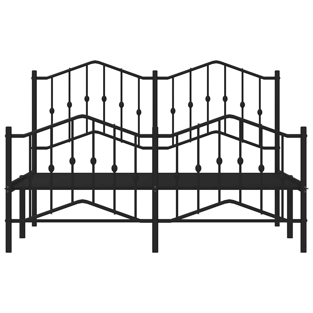 Metal Bed Frame without Mattress with Footboard Black 135x190cm