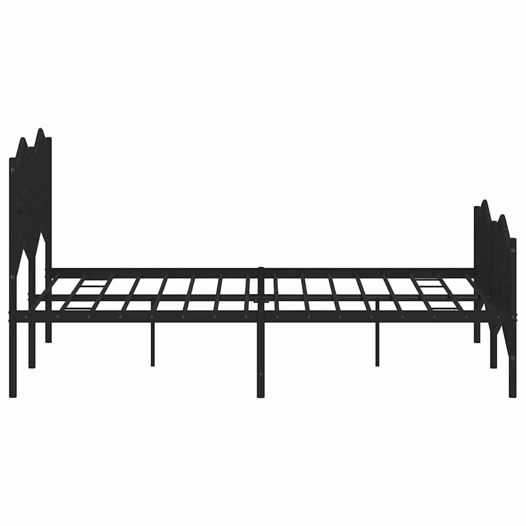 Metal Bed Frame without Mattress with Footboard Black 135x190cm