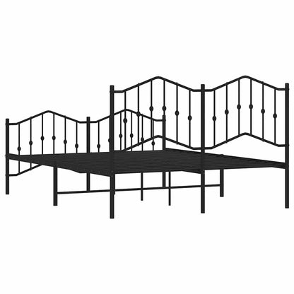Metal Bed Frame without Mattress with Footboard Black 135x190cm