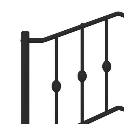 Metal Bed Frame without Mattress with Footboard Black 135x190cm