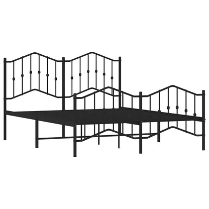 Metal Bed Frame without Mattress with Footboard Black 140x200cm