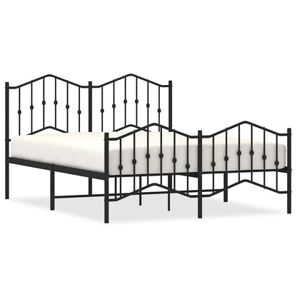 Metal Bed Frame without Mattress with Footboard Black 150x200cm