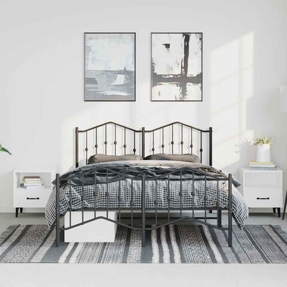 Metal Bed Frame without Mattress with Footboard Black 150x200cm