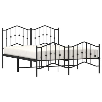 Metal Bed Frame without Mattress with Footboard Black 150x200cm