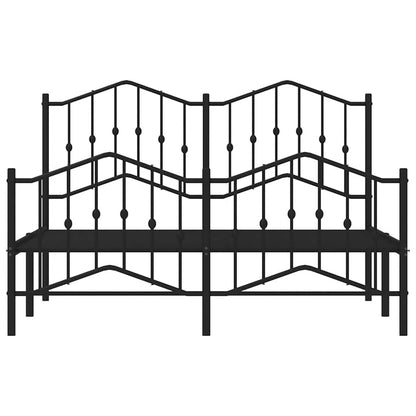 Metal Bed Frame without Mattress with Footboard Black 150x200cm