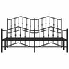 Metal Bed Frame without Mattress with Footboard Black 183x213cm