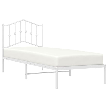 Metal Bed Frame without Mattress with Headboard White 75x190cm