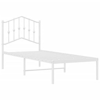 Metal Bed Frame without Mattress with Headboard White 75x190cm