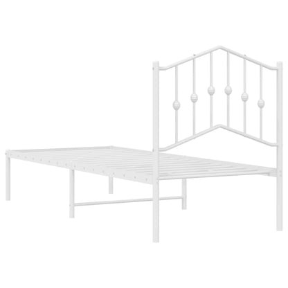 Metal Bed Frame without Mattress with Headboard White 75x190cm
