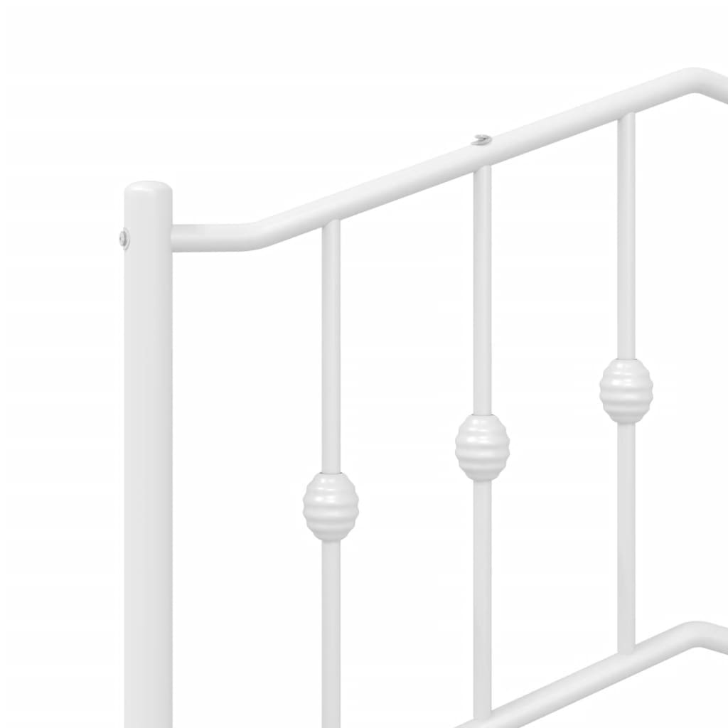 Metal Bed Frame without Mattress with Headboard White 75x190cm