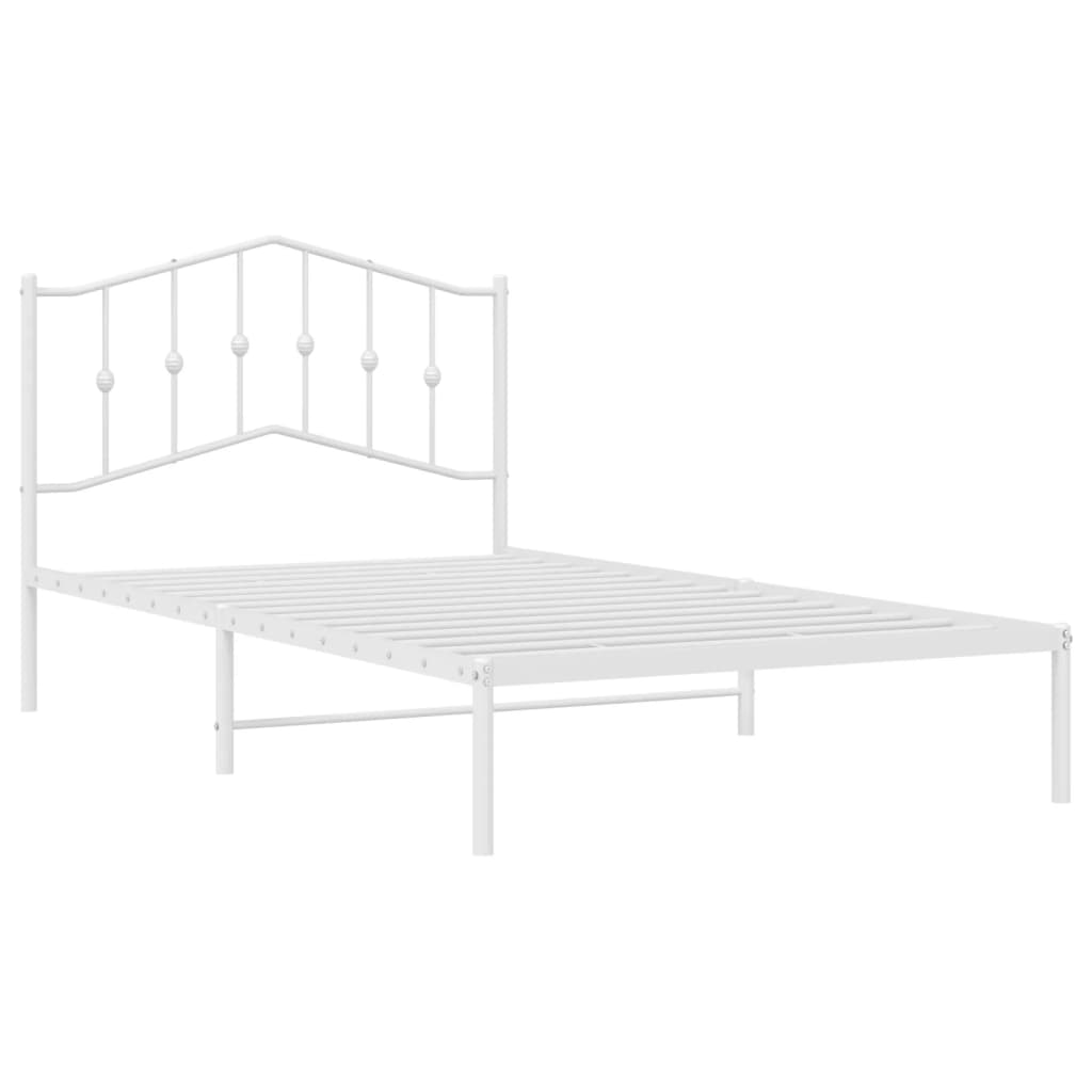 Bed Frame | White | Steel | Single | Bed Frame | Rectangular | Modern