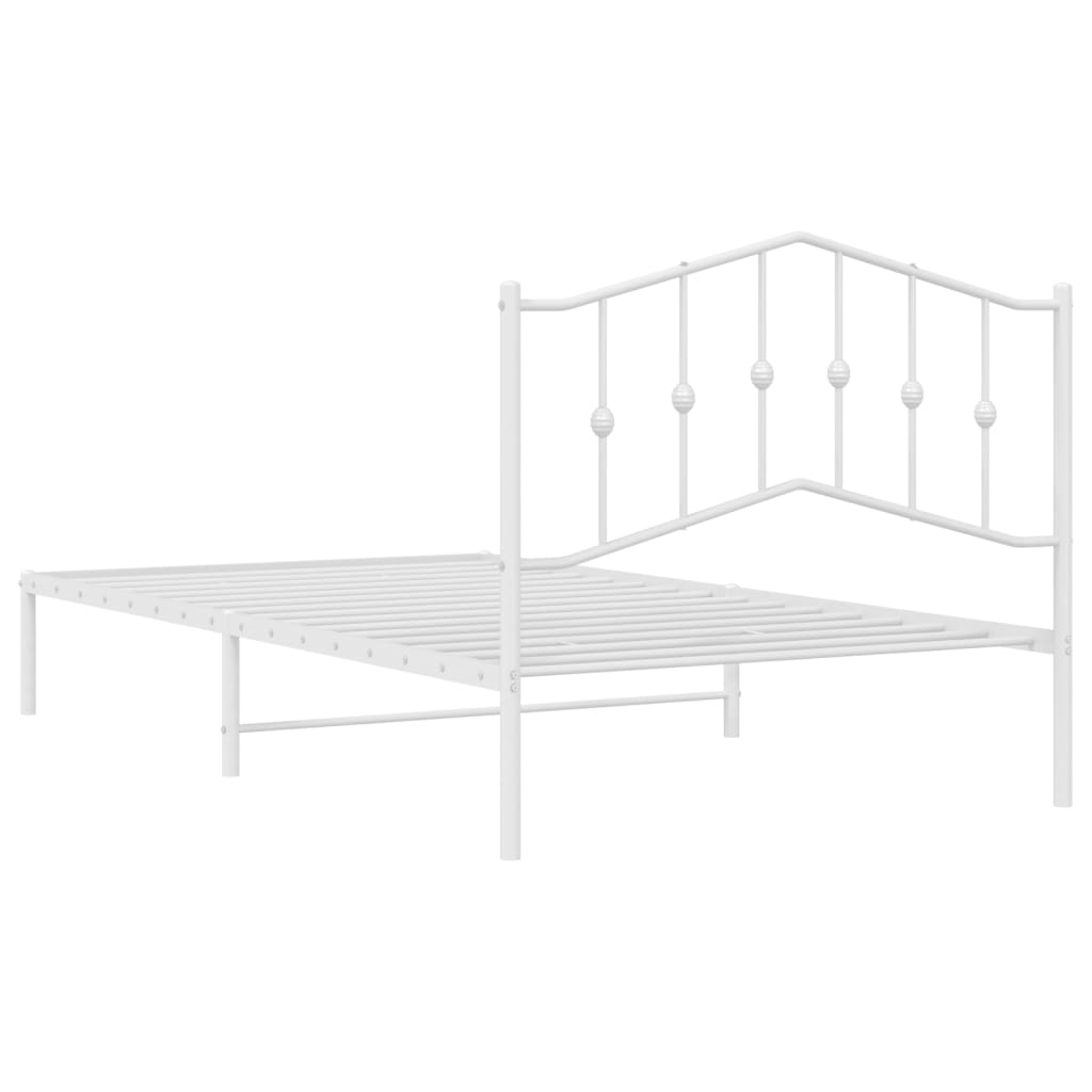 Bed Frame | White | Steel | Single | Bed Frame | Rectangular | Modern