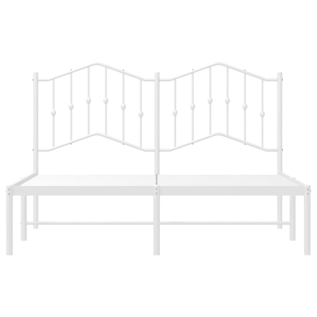 Metal Bed Frame without Mattress with Headboard White 135x190cm