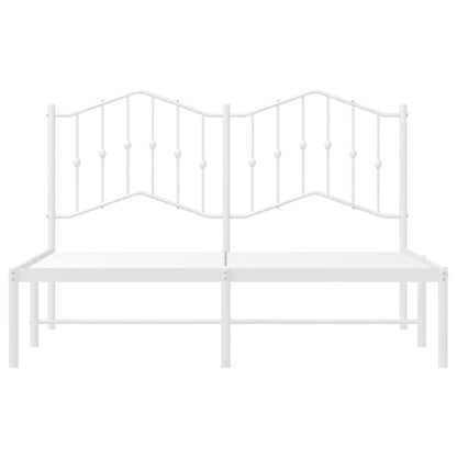 Metal Bed Frame without Mattress with Headboard White 135x190cm