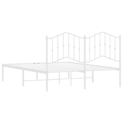 Metal Bed Frame without Mattress with Headboard White 135x190cm