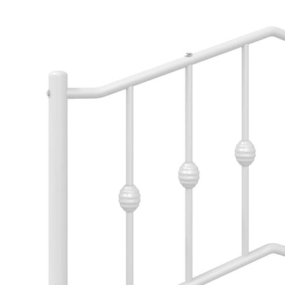 Metal Bed Frame without Mattress with Headboard White 135x190cm