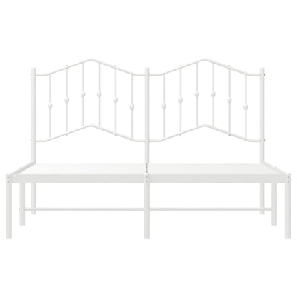 Metal Bed Frame without Mattress with Headboard White 150x200cm