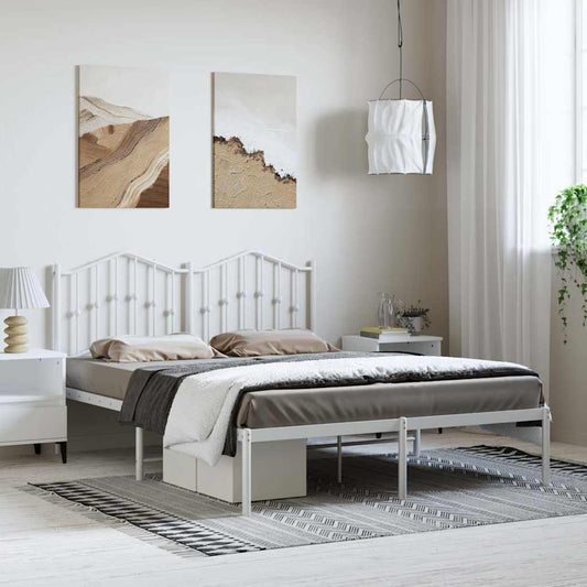 Bed Frame | White | Powder-Coated Steel | King | Bed Frame | Rectangular