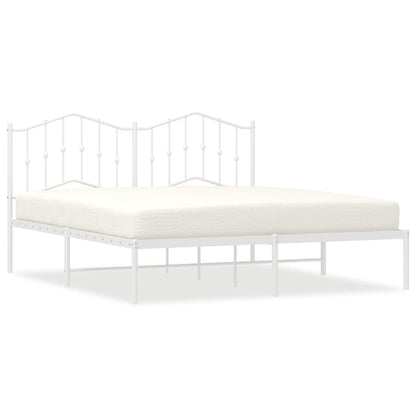 Metal Bed Frame without Mattress with Headboard White 180x200cm