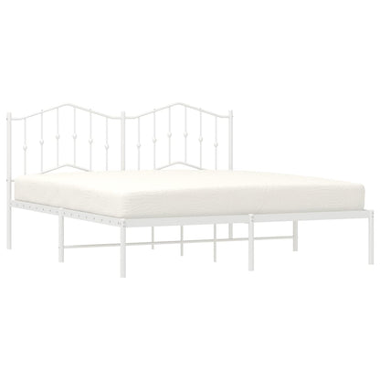 Metal Bed Frame without Mattress with Headboard White 180x200cm