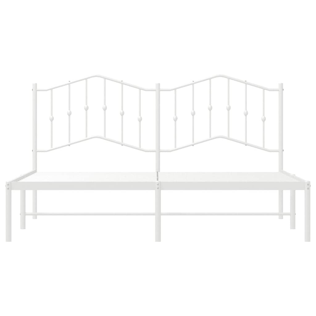 Metal Bed Frame without Mattress with Headboard White 180x200cm