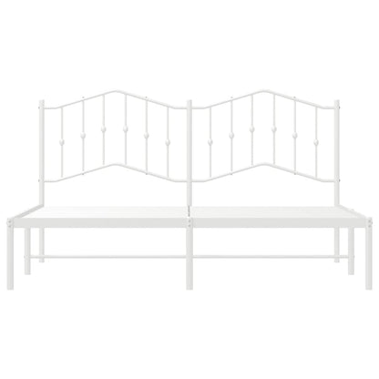 Metal Bed Frame without Mattress with Headboard White 180x200cm