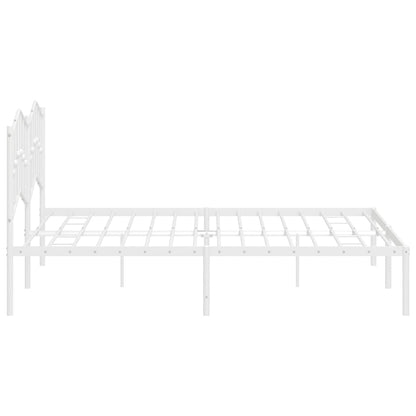 Metal Bed Frame without Mattress with Headboard White 180x200cm