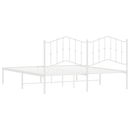 Metal Bed Frame without Mattress with Headboard White 180x200cm
