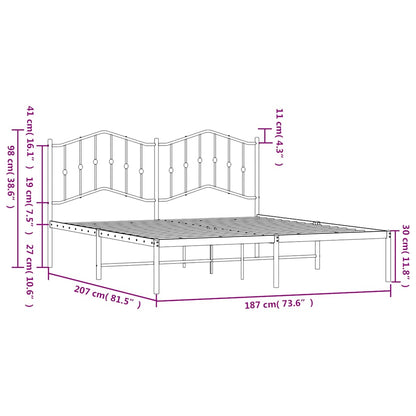 Metal Bed Frame without Mattress with Headboard White 180x200cm