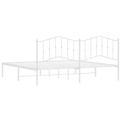 Metal Bed Frame without Mattress with Headboard White 193x203cm