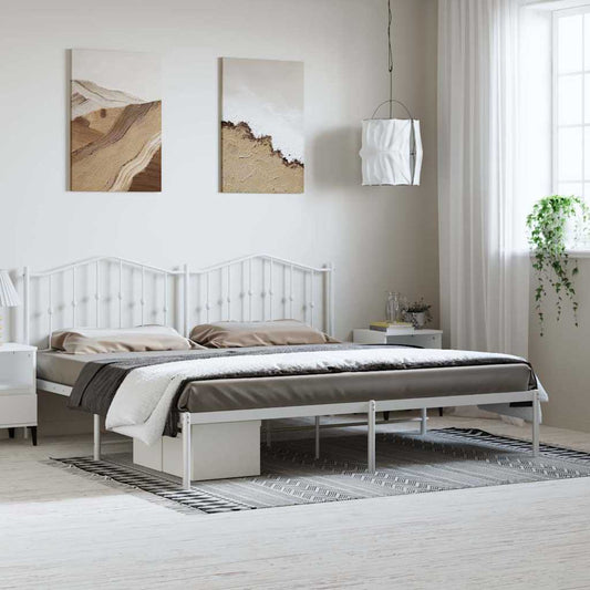Bed Frame | White | Steel | 193x203 cm | Bed Frame | Rectangular