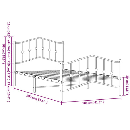 Bed Frame | White | Powder-Coated Steel | Single | Bed Frame