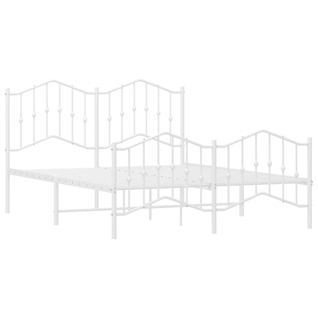 Bed Frame | White | Powder-Coated Steel | 135x190 cm | Bed Frame