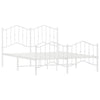 Metal Bed Frame without Mattress with Footboard White 135x190cm