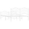 Metal Bed Frame without Mattress with Footboard White 135x190cm