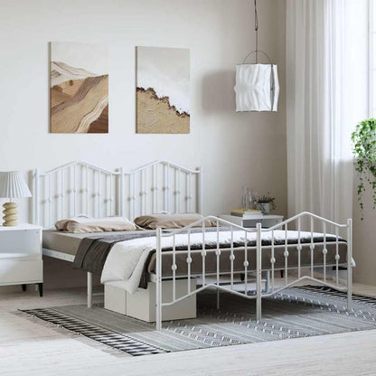 Bed Frame | White | Powder-Coated Steel | 135x190 cm | Bed Frame