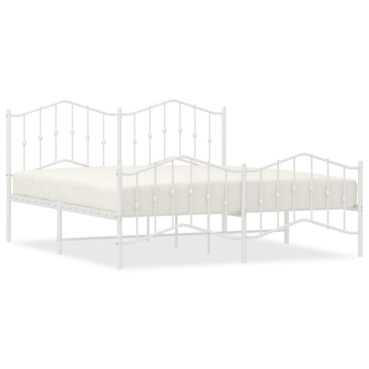 Bed Frame | White | Powder-Coated Steel | 183x213 cm | Bed Frame