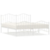 Metal Bed Frame without Mattress with Footboard White 183x213cm