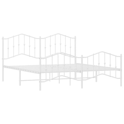 Metal Bed Frame without Mattress with Footboard White 183x213cm