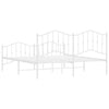 Metal Bed Frame without Mattress with Footboard White 183x213cm