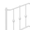 Metal Bed Frame without Mattress with Footboard White 183x213cm