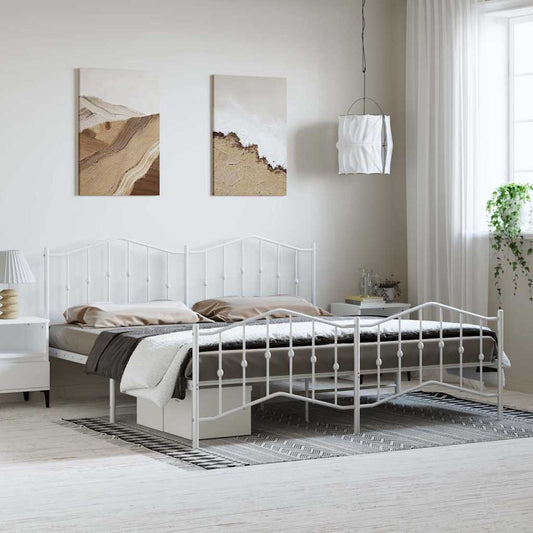 Bed Frame | White | Powder-Coated Steel | 183x213 cm | Bed Frame