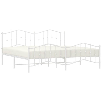 Metal Bed Frame without Mattress with Footboard White 193x203cm
