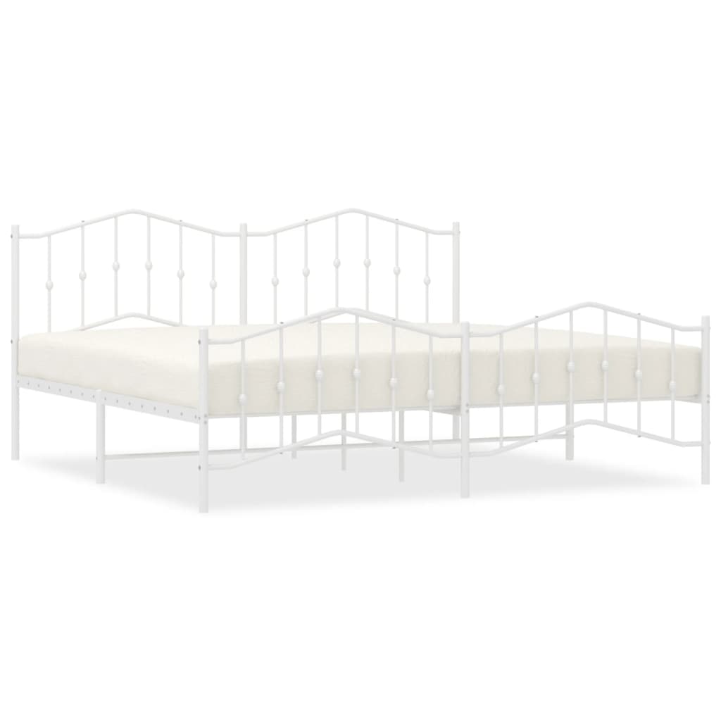 Bed Frame | White | Steel | 200x200 cm | Bed Frame | Rectangular | Modern