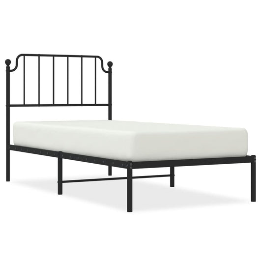 Metal Bed Frame without Mattress with Headboard Black 90x200cm