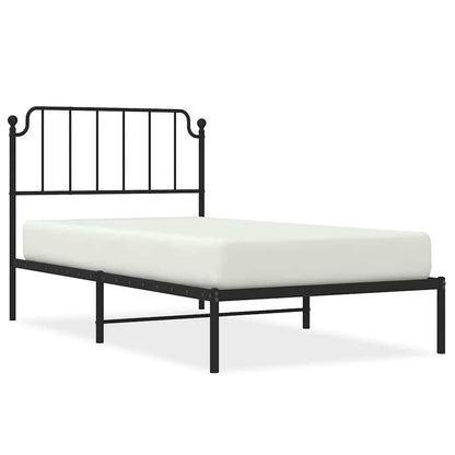 Metal Bed Frame without Mattress with Headboard Black 100x190cm