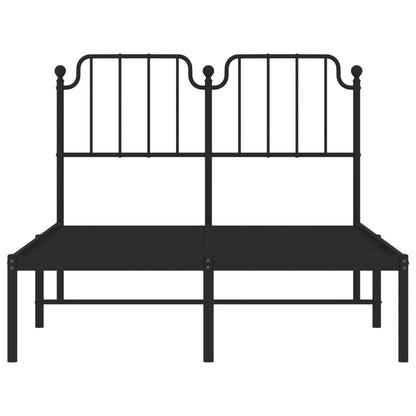 Metal Bed Frame without Mattress with Headboard Black 120x190cm