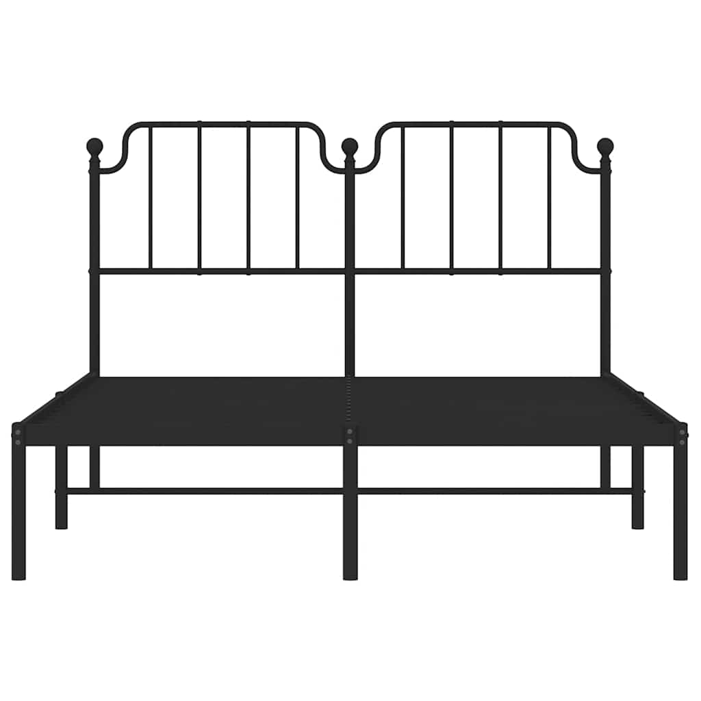 Metal Bed Frame without Mattress with Headboard Black 135x190cm